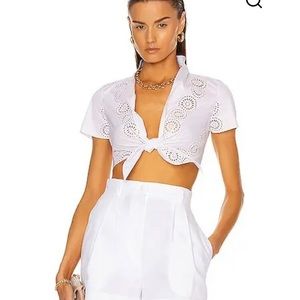 ALAÏA Popeline Molukai Top In White